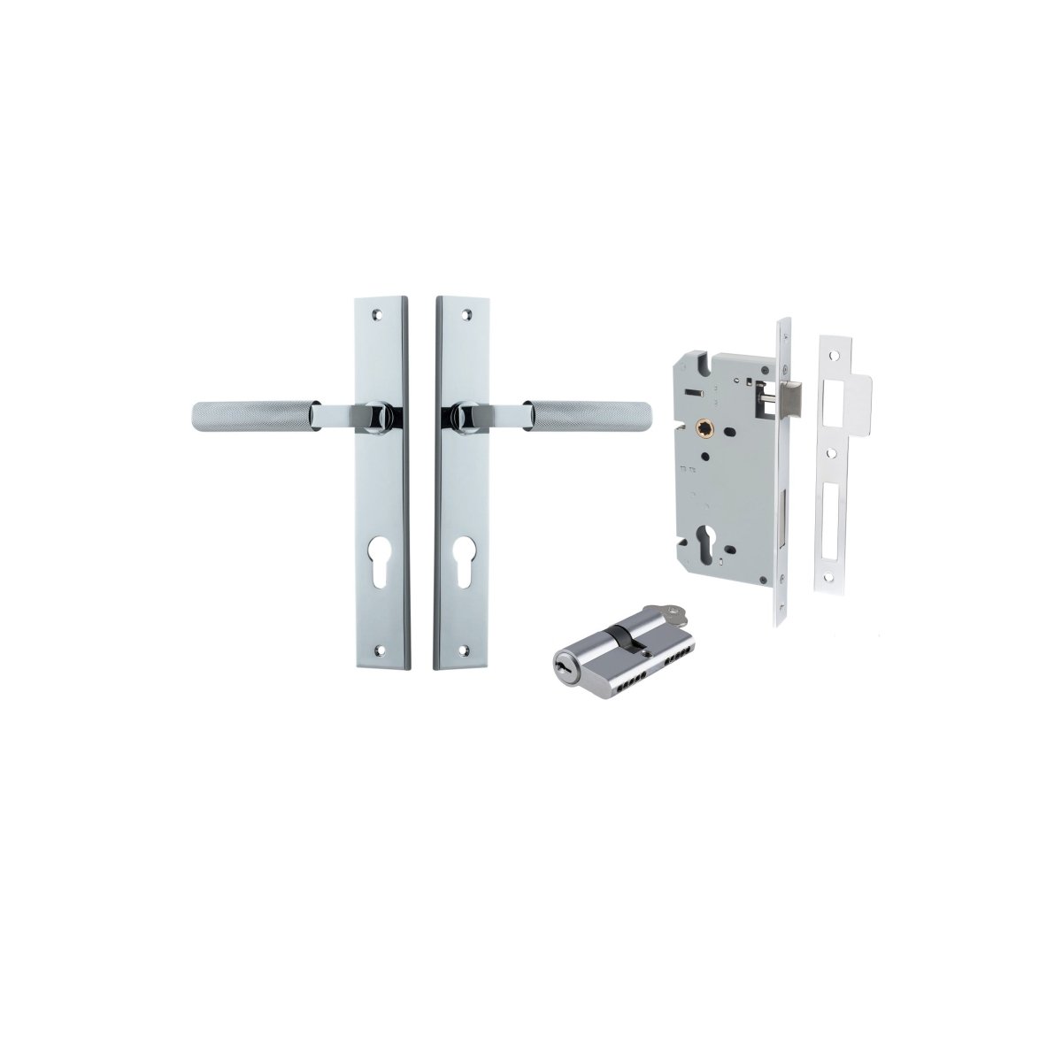 Brunswick Lever - Rectangular Backplate - Entry Point - Iver - Polished Chrome - Door Levers