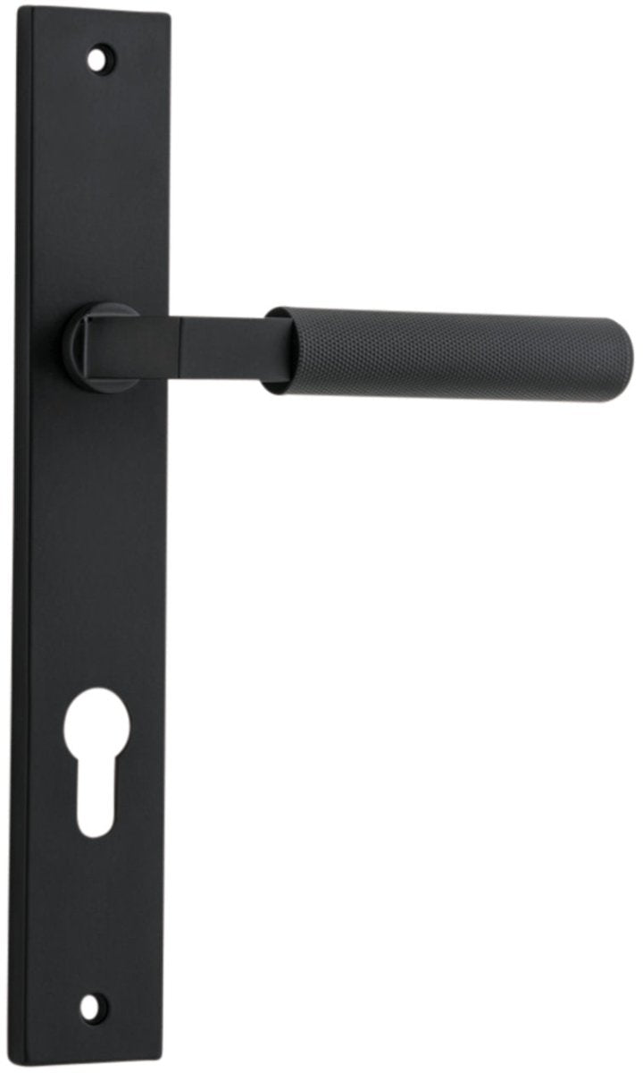 Brunswick Lever - Rectangular Backplate - Entry Point - Iver - Matt Black - Door Levers