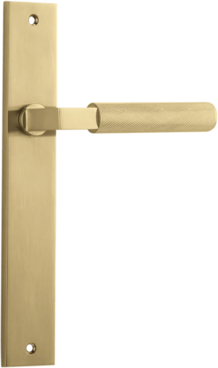 Brunswick Lever - Rectangular Backplate - Entry Point - Iver - Brushed Gold PVD - Door Levers