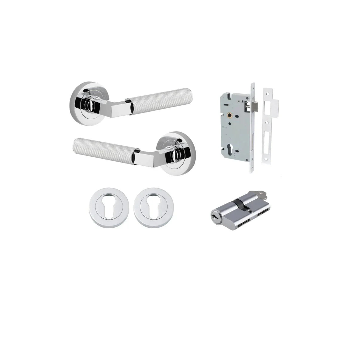 Brunswick Lever - Round Rose - Entry Point - Iver - Polished Chrome - Door Levers