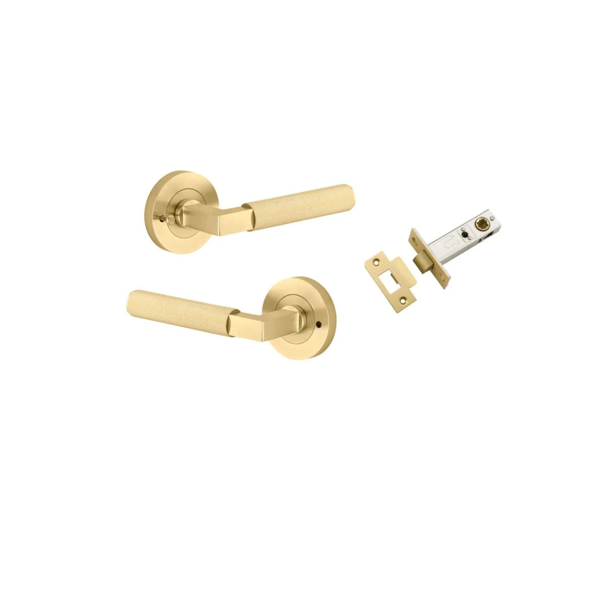 Brunswick Lever - Round Rose - Entry Point - Iver - Brushed Gold PVD - Door Levers