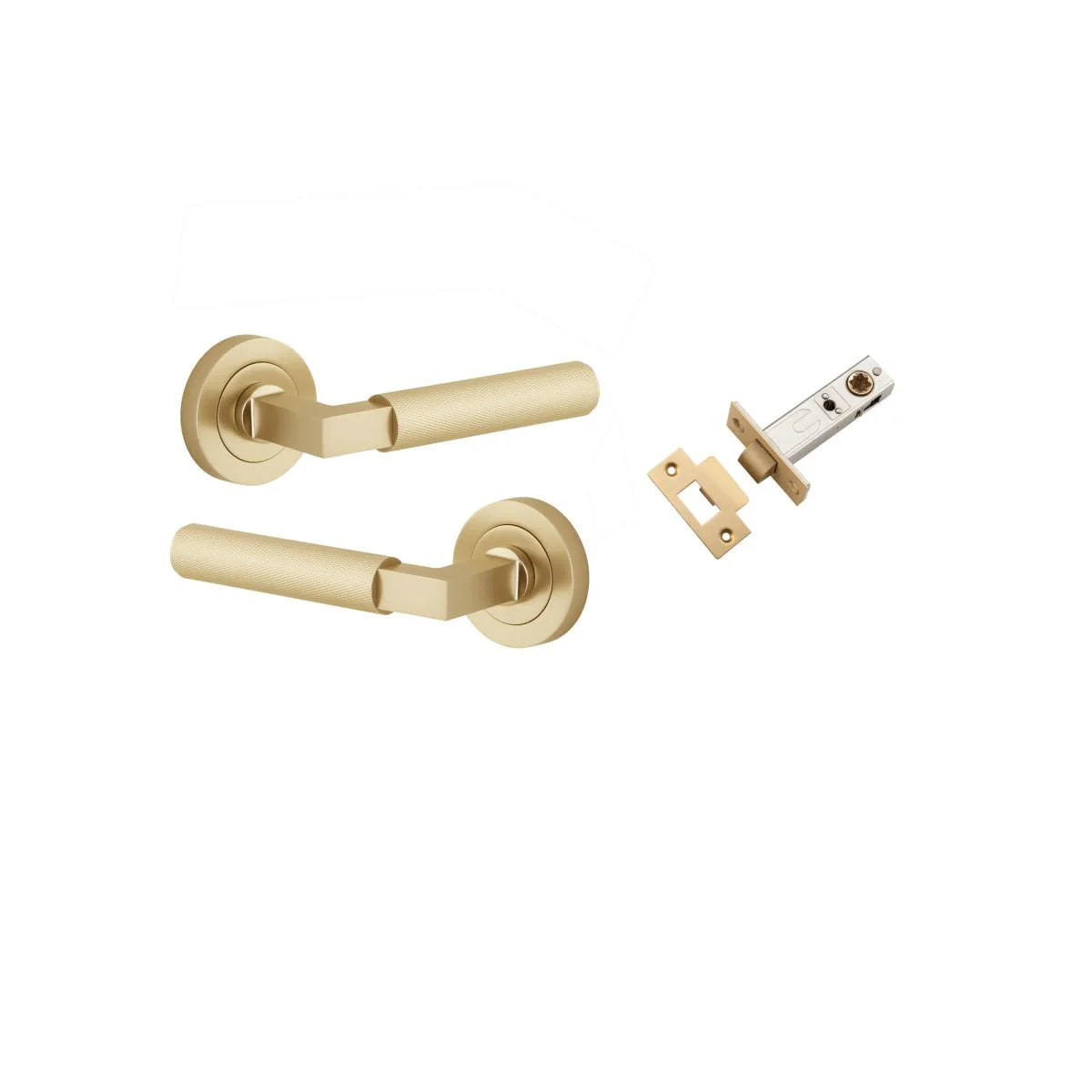 Brunswick Lever - Round Rose - Entry Point - Iver - Brushed Gold PVD - Door Levers