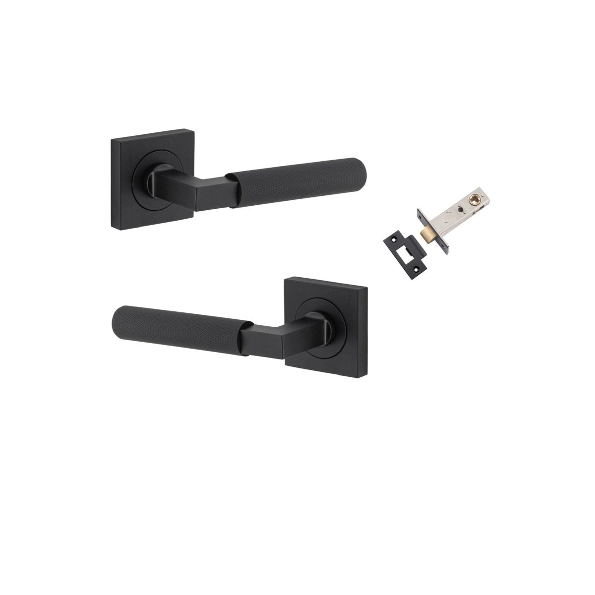 Brunswick Lever - Square Rose - Entry Point - Iver - Matt Black - Door Levers