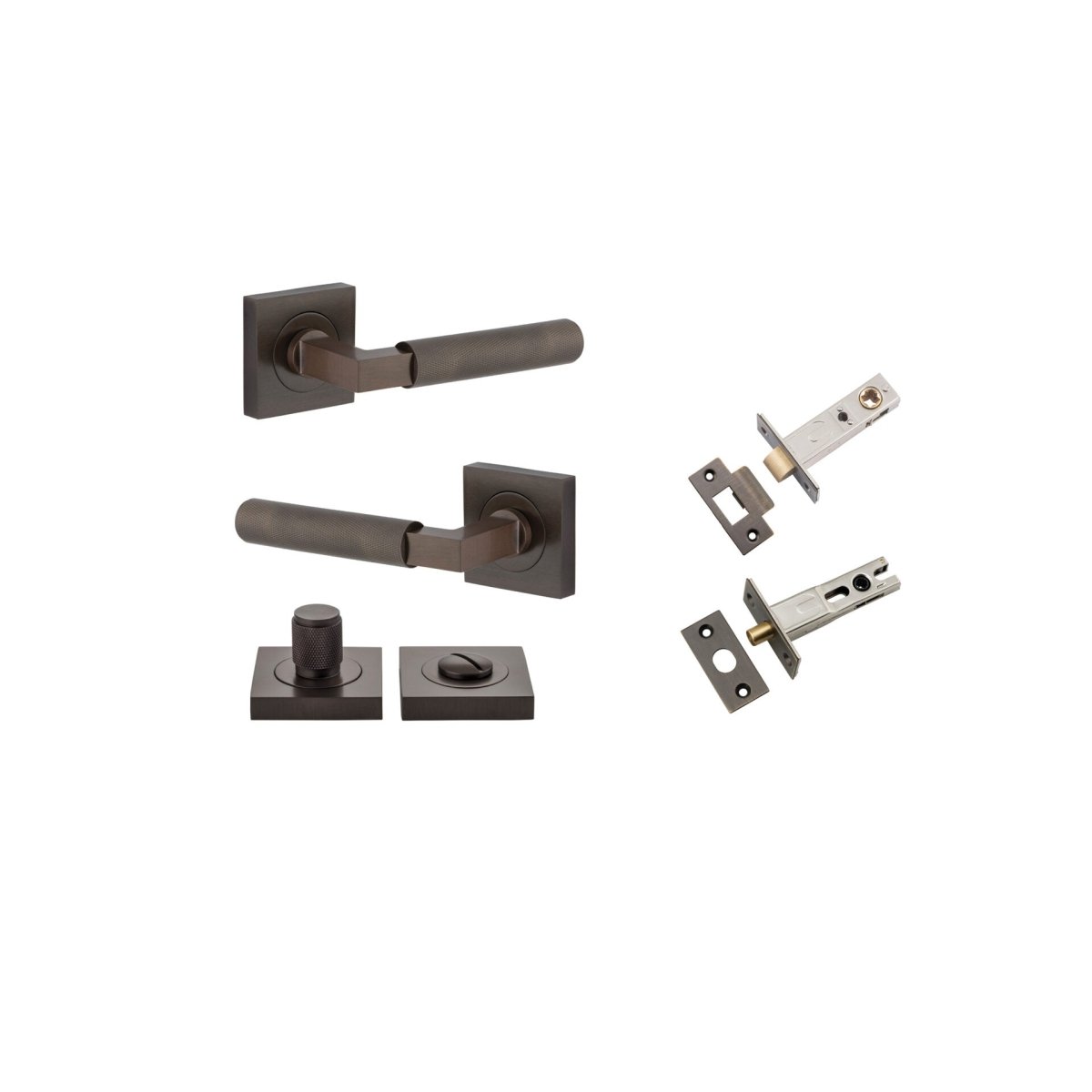 Brunswick Lever - Square Rose - Entry Point - Iver - Signature Brass - Door Levers