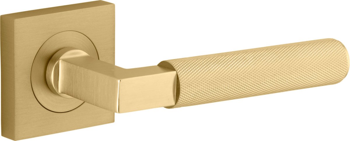 Brunswick Lever - Square Rose - Entry Point - Iver - Brushed Gold PVD - Door Levers