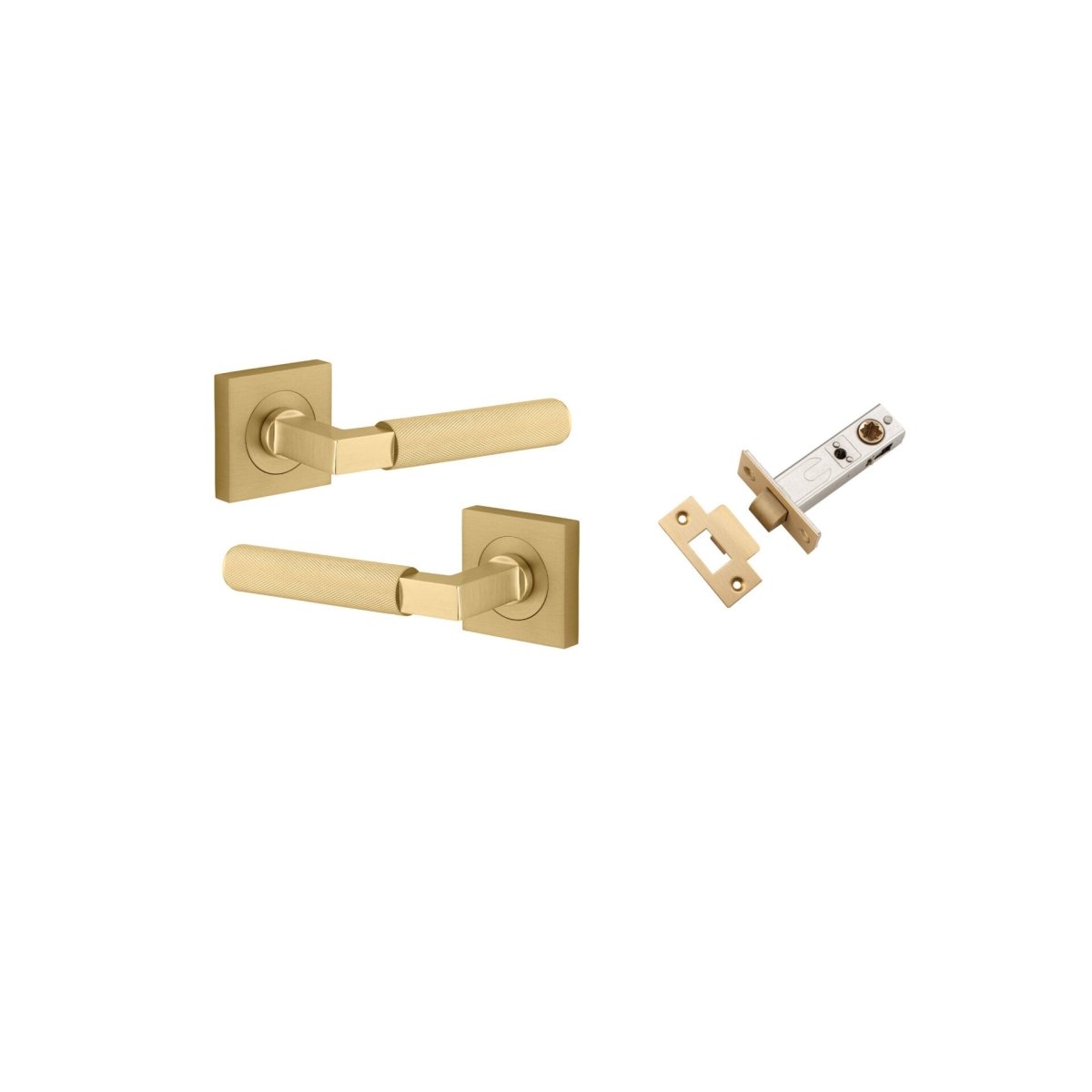 Brunswick Lever - Square Rose - Entry Point - Iver - Brushed Gold PVD - Door Levers