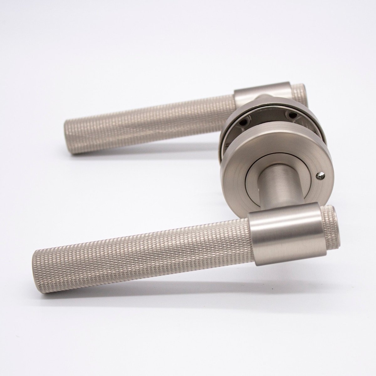 Brushed Nickel Knurled Privacy Door Handle - Rosedale - Manovella - Entry - Point - RSD2BN - Manovella