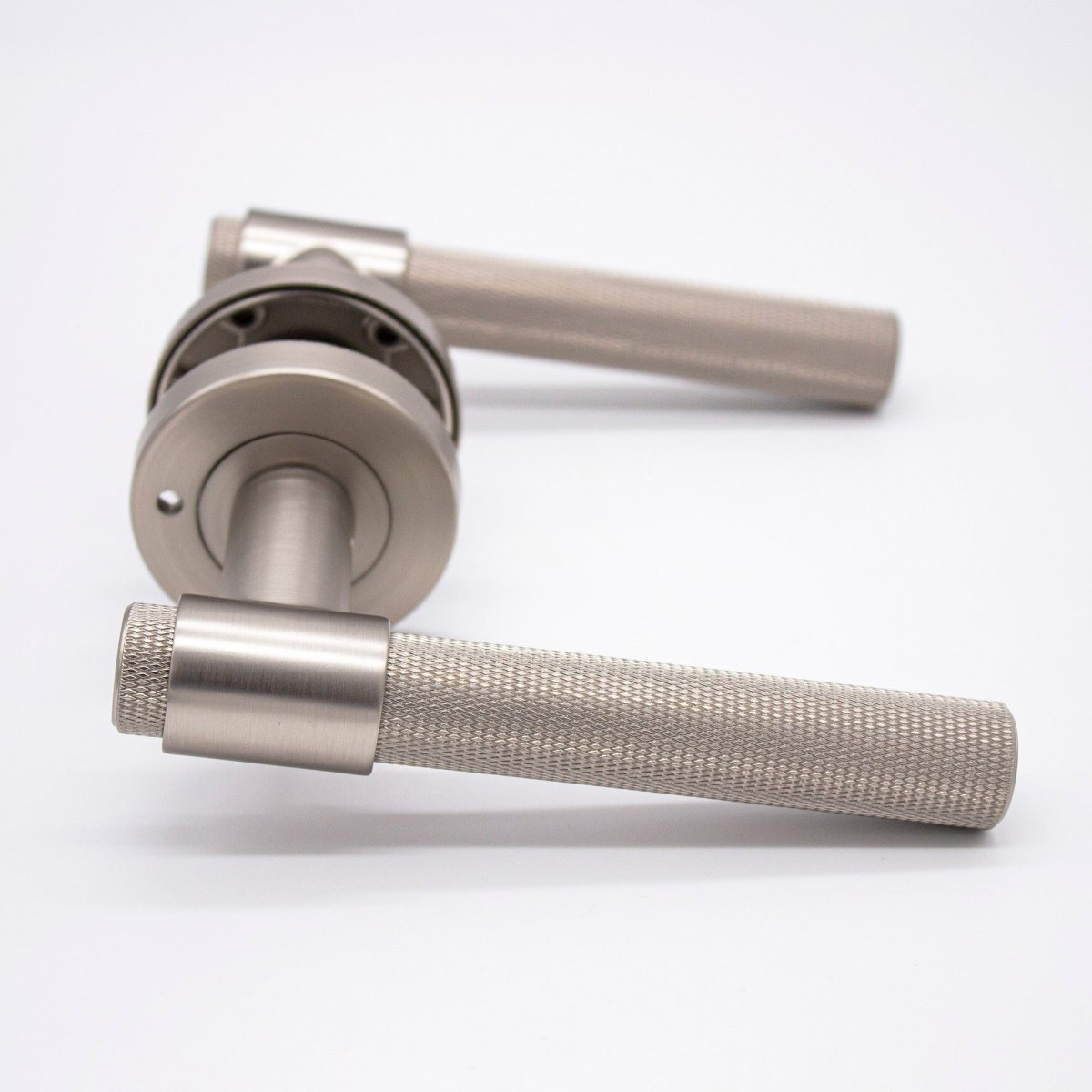 Brushed Nickel Knurled Privacy Door Handle - Rosedale - Manovella - Entry - Point - RSD2BN - Manovella