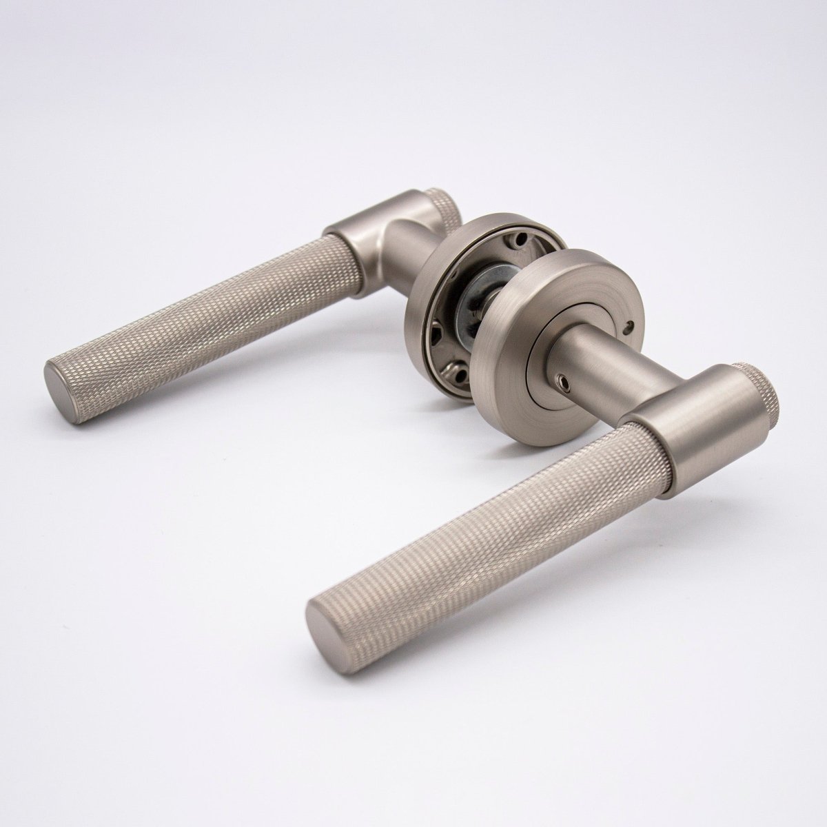 Brushed Nickel Knurled Privacy Door Handle - Rosedale - Manovella - Entry - Point - RSD2BN - Manovella