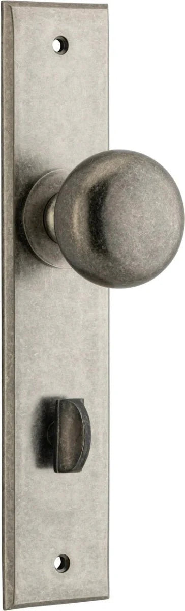 Cambridge Knob - Chamfered Backplate - Entry Point - Iver - Distressed Nickel - Door Knobs