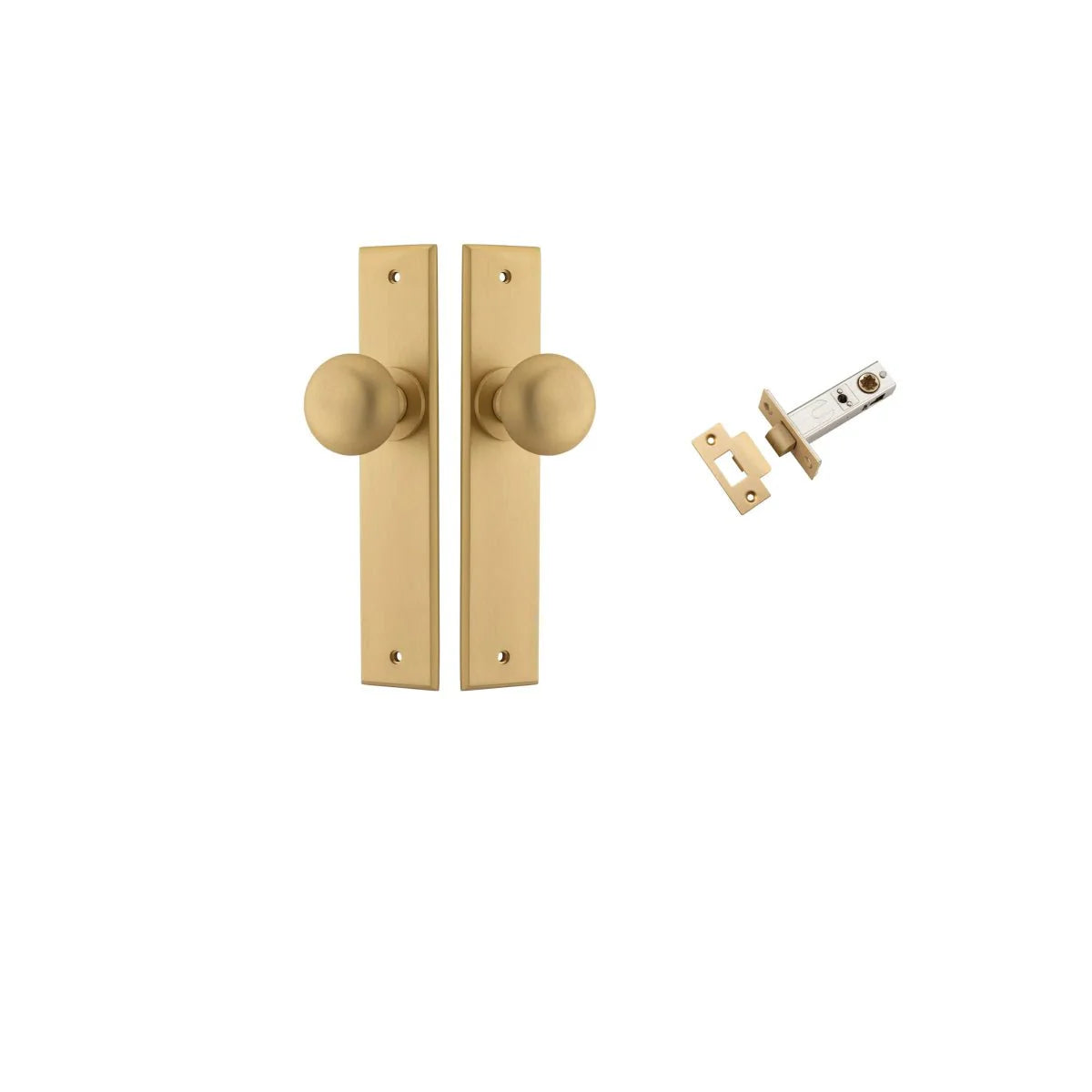 Cambridge Knob - Chamfered Backplate - Entry Point - Iver - Brushed Brass - Door Knobs