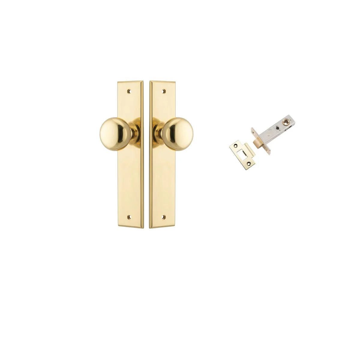 Cambridge Knob - Chamfered Backplate - Entry Point - Iver - Polished Brass - Door Knobs