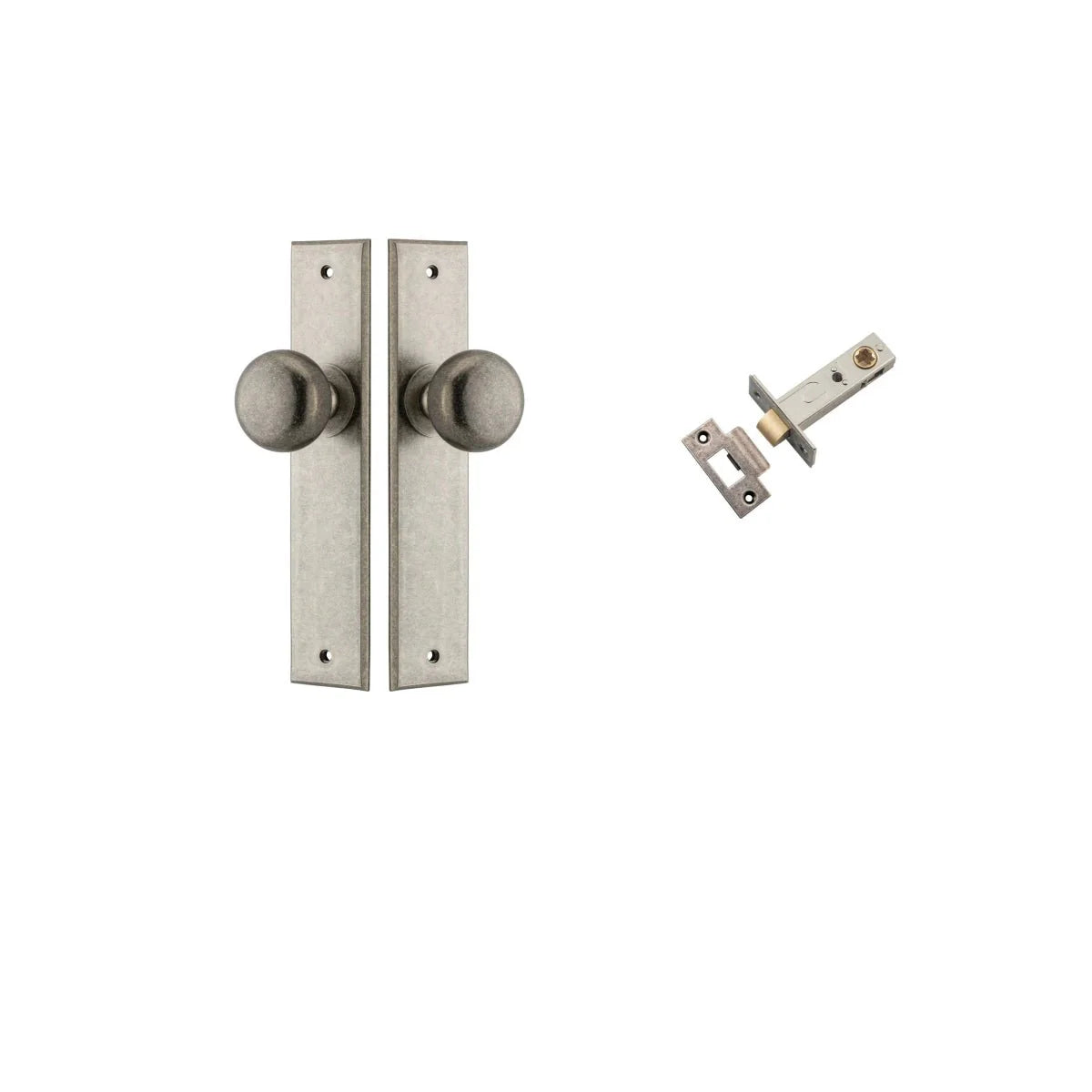 Cambridge Knob - Chamfered Backplate - Entry Point - Iver - Distressed Nickel - Door Knobs