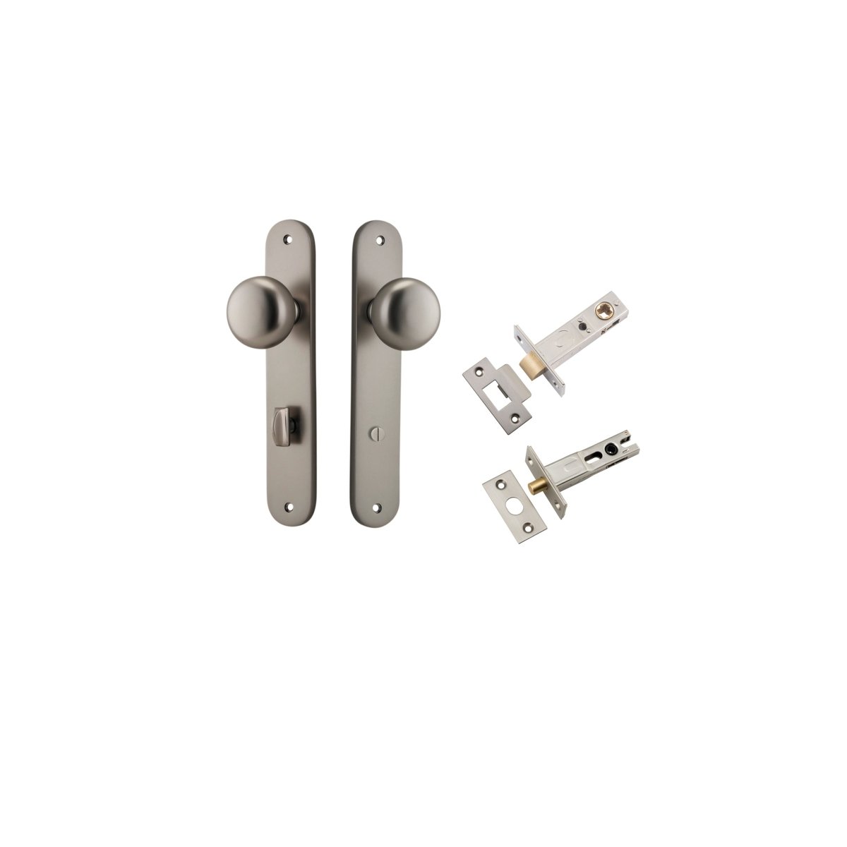 Cambridge Knob - Oval Backplate - Entry Point - Iver - Satin Nickel - Door Knobs