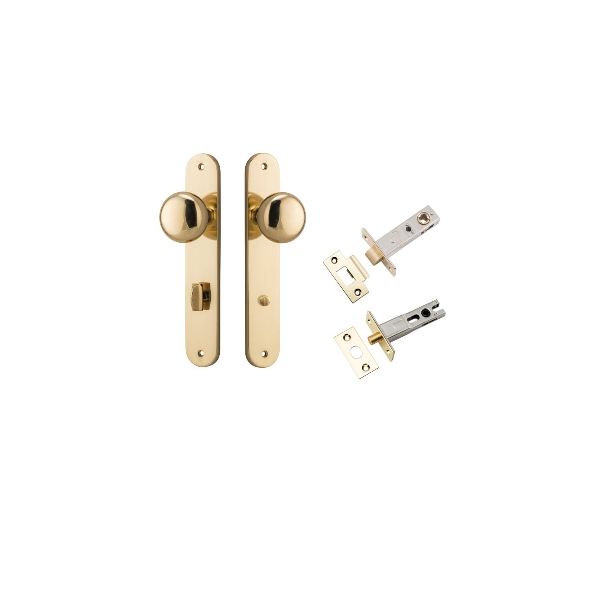 Cambridge Knob - Oval Backplate - Entry Point - Iver - Polished Brass - Door Knobs