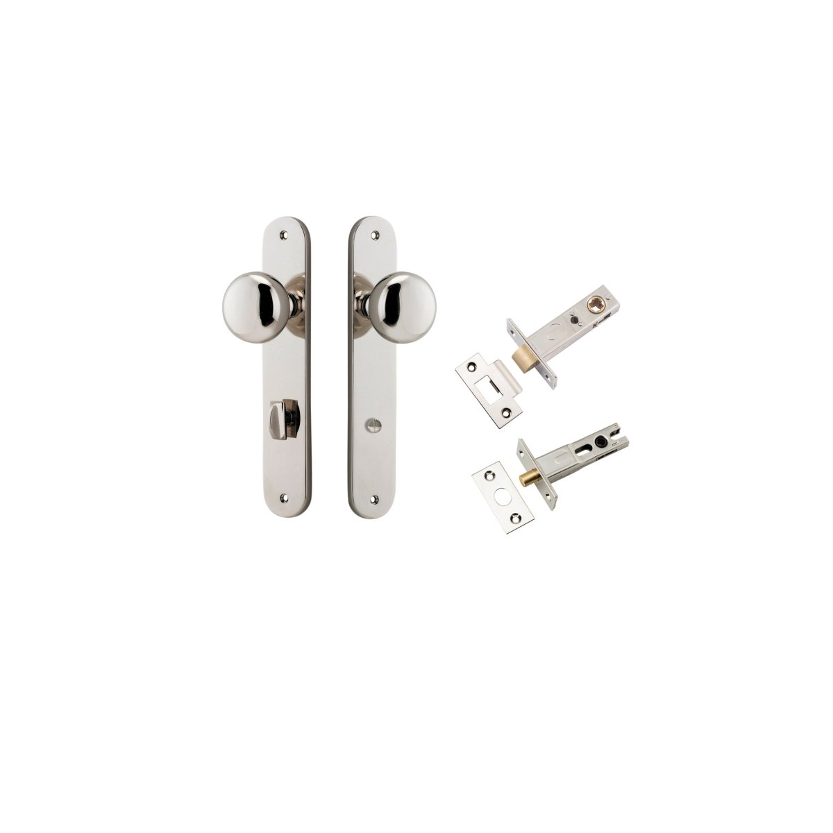 Cambridge Knob - Oval Backplate - Entry Point - Iver - Polished Nickel - Door Knobs