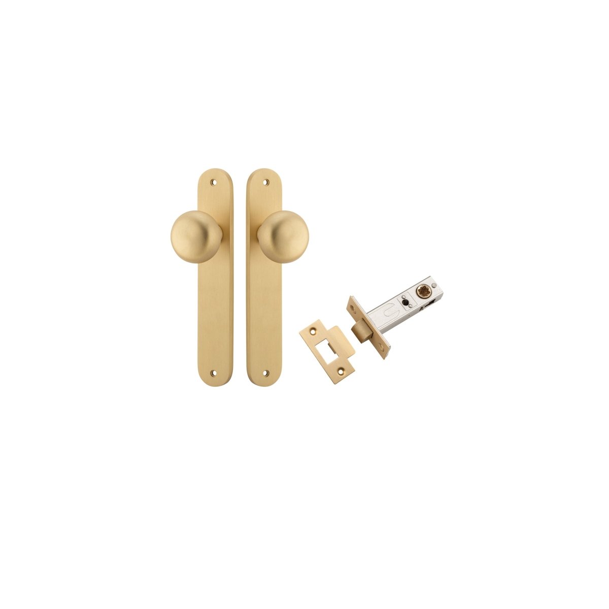 Cambridge Knob - Oval Backplate - Entry Point - Iver - Brushed Brass - Door Knobs