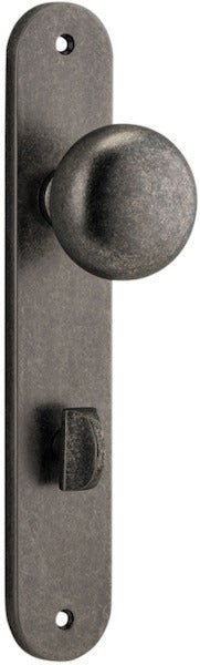 Cambridge Knob - Oval Backplate - Entry Point - Iver - Distressed Nickel - Door Knobs