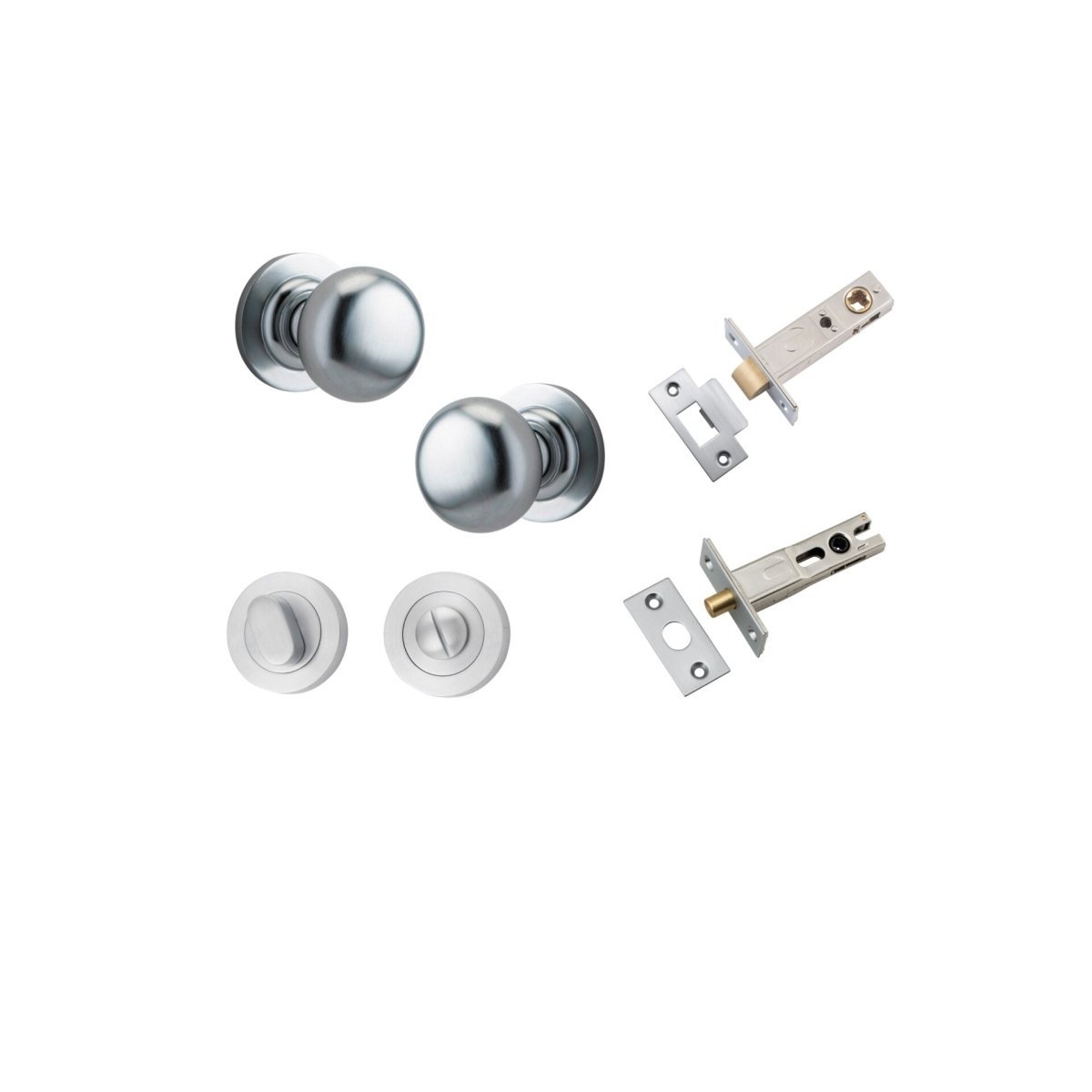 Cambridge Knob - Round Rose - Entry Point - Iver - Brushed Chrome - Door Knobs