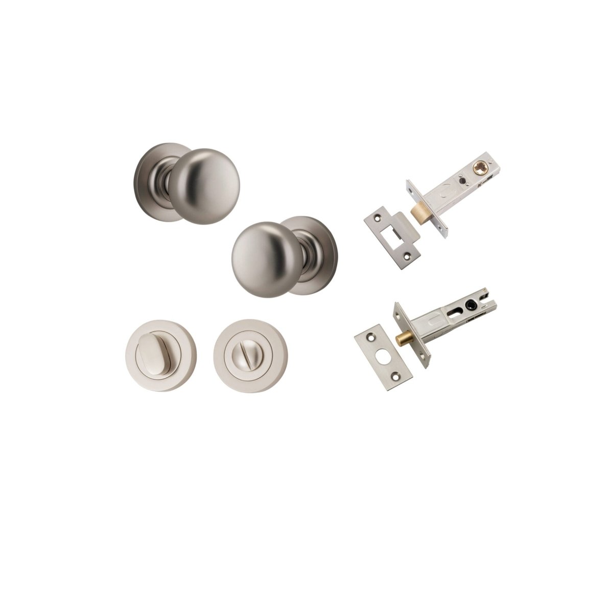 Cambridge Knob - Round Rose - Entry Point - Iver - Satin Nickel - Door Knobs