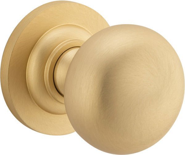 Cambridge Knob - Round Rose - Entry Point - Iver - Brushed Brass - Door Knobs