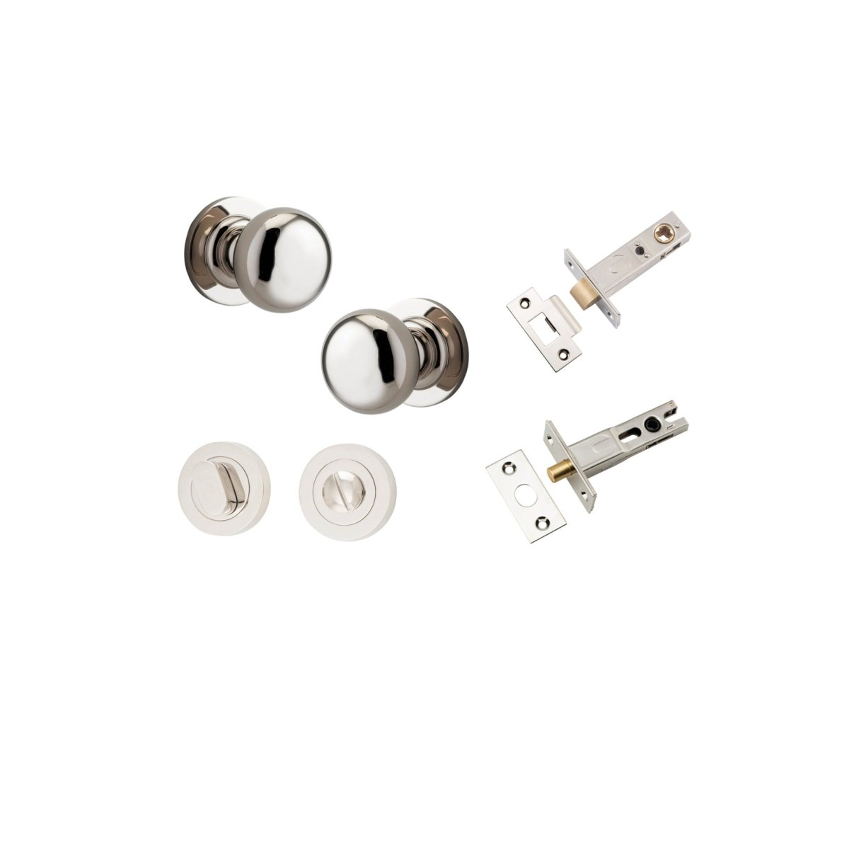 Cambridge Knob - Round Rose - Entry Point - Iver - Polished Nickel - Door Knobs