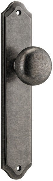 Cambridge Knob - Shouldered Backplate - Entry Point - Iver - Distressed Nickel - Door Knobs