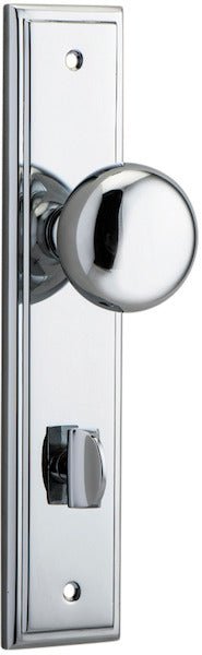 Cambridge Knob - Stepped Backplate - Entry Point - Iver - Polished Chrome - Door Knobs