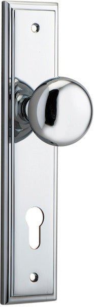 Cambridge Knob - Stepped Backplate - Entry Point - Iver - Polished Chrome - Door Knobs