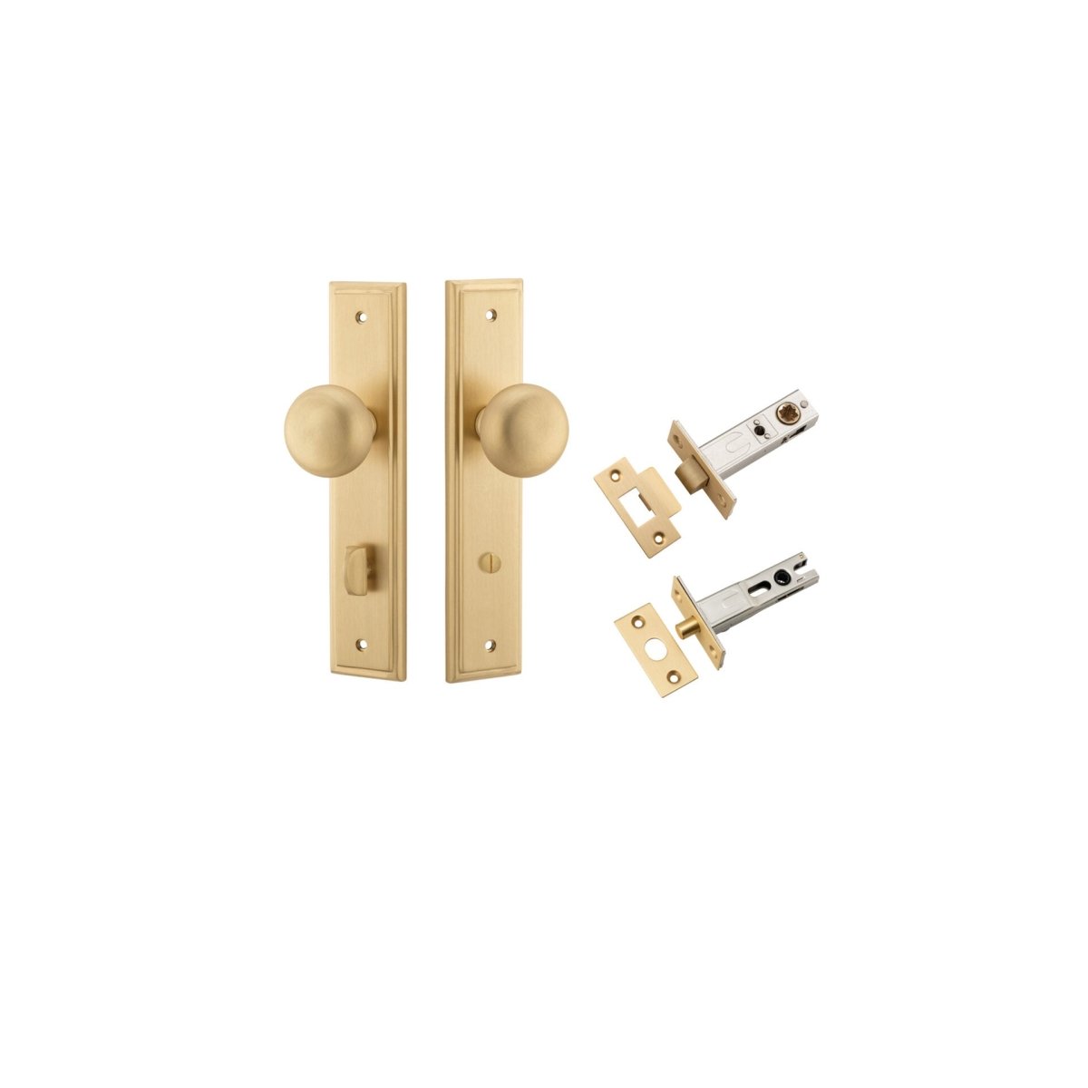 Cambridge Knob - Stepped Backplate - Entry Point - Iver - Brushed Brass - Door Knobs