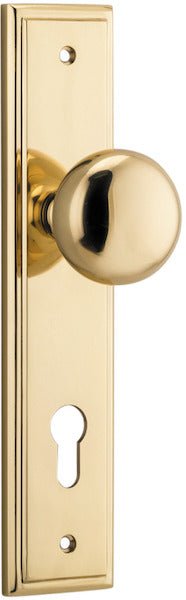 Cambridge Knob - Stepped Backplate - Entry Point - Iver - Polished Brass - Door Knobs