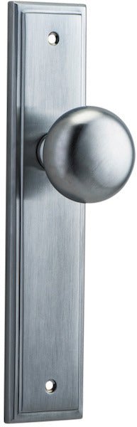 Cambridge Knob - Stepped Backplate - Entry Point - Iver - Brushed Chrome - Door Knobs