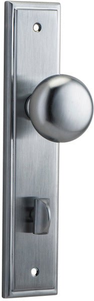 Cambridge Knob - Stepped Backplate - Entry Point - Iver - Brushed Chrome - Door Knobs