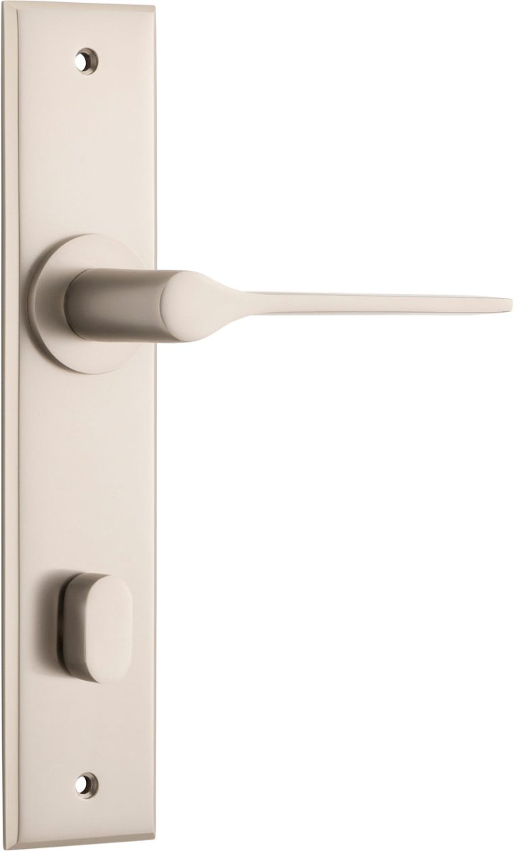 Como Lever - Chamfered Backplate - Entry Point - Iver - Satin Nickel - Door Levers