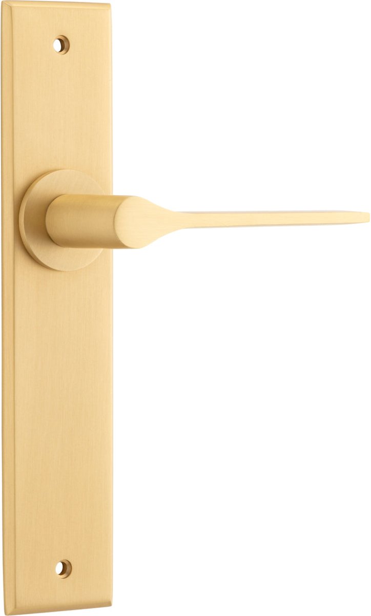 Como Lever - Chamfered Backplate - Entry Point - Iver - Brushed Brass - Door Levers