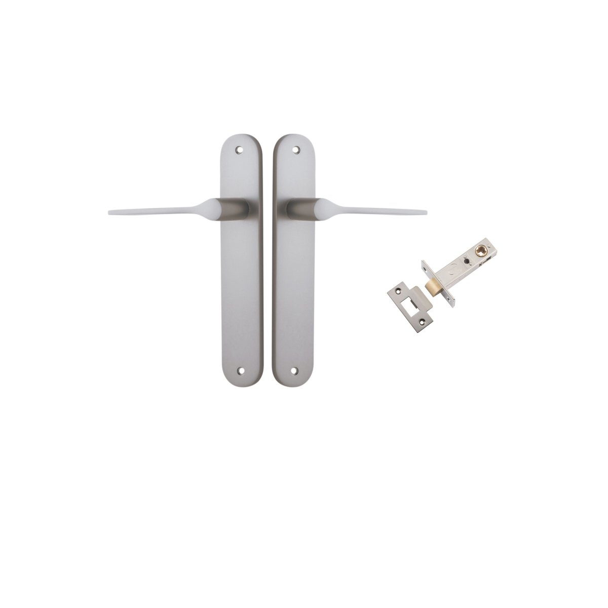 Como Lever - Oval Backplate - Entry Point - Iver - Satin Nickel - Door Levers