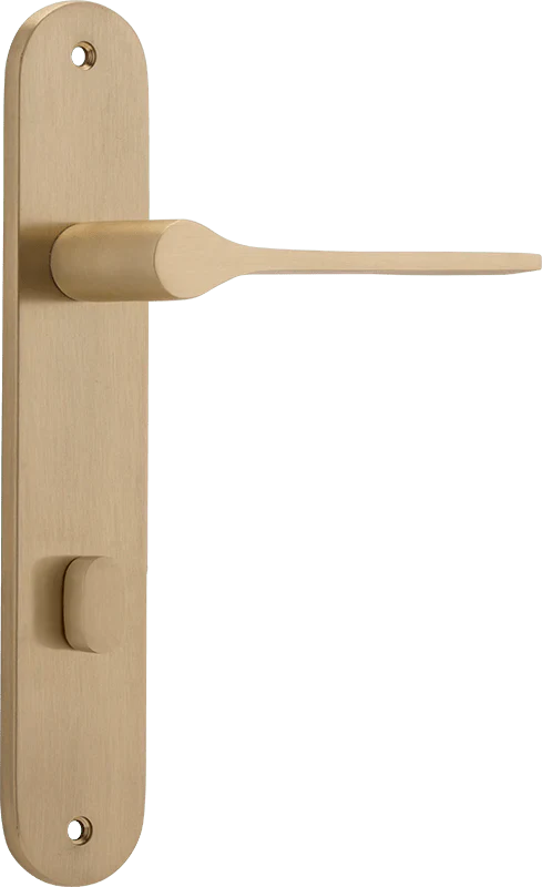 Como Lever - Oval Backplate - Entry Point - Iver - Brushed Brass - Door Levers