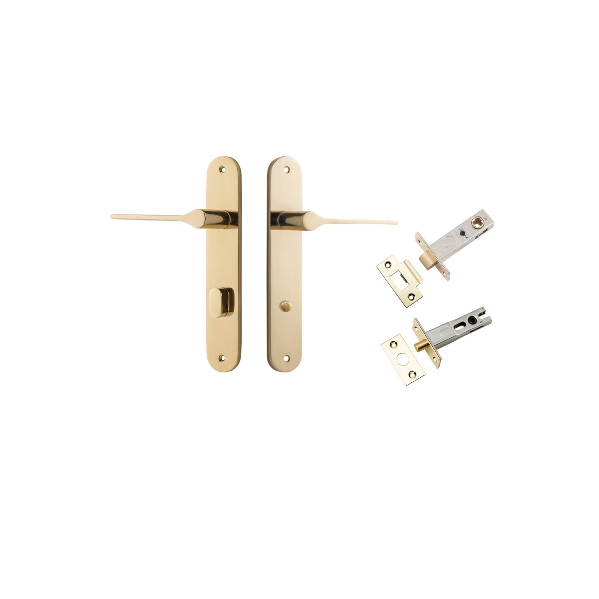 Como Lever - Oval Backplate - Entry Point - Iver - Polished Brass - Door Levers