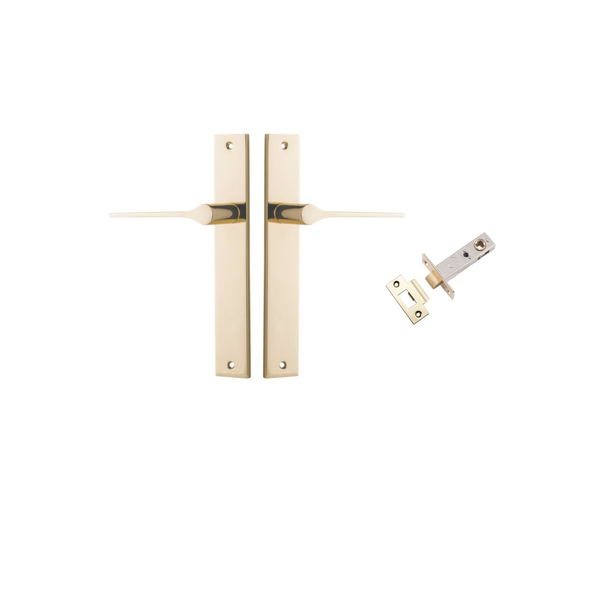 Como Lever - Rectangular Backplate - Entry Point - Iver - Polished Brass - Door Levers