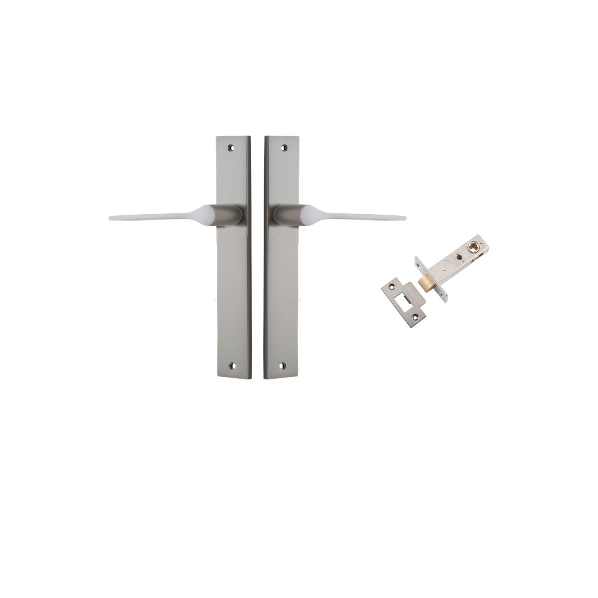 Como Lever - Rectangular Backplate - Entry Point - Iver - Satin Nickel - Door Levers