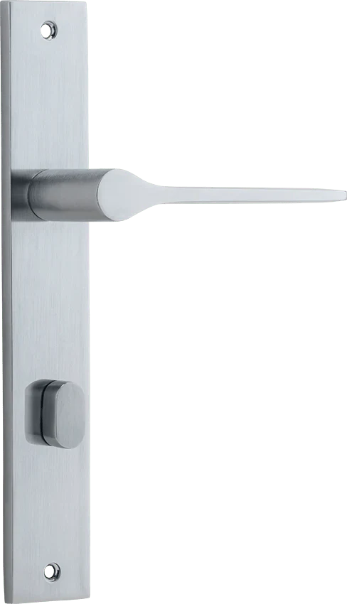 Como Lever - Rectangular Backplate - Entry Point - Iver - Brushed Chrome - Door Levers