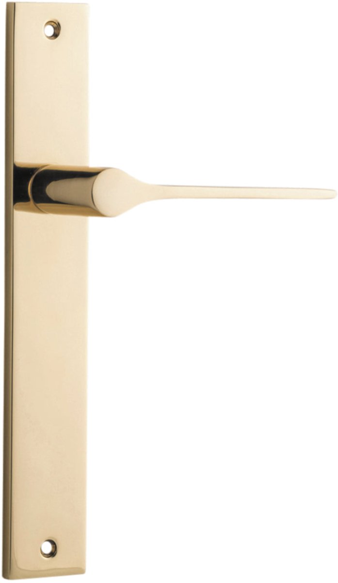 Como Lever - Rectangular Backplate - Entry Point - Iver - Polished Brass - Door Levers