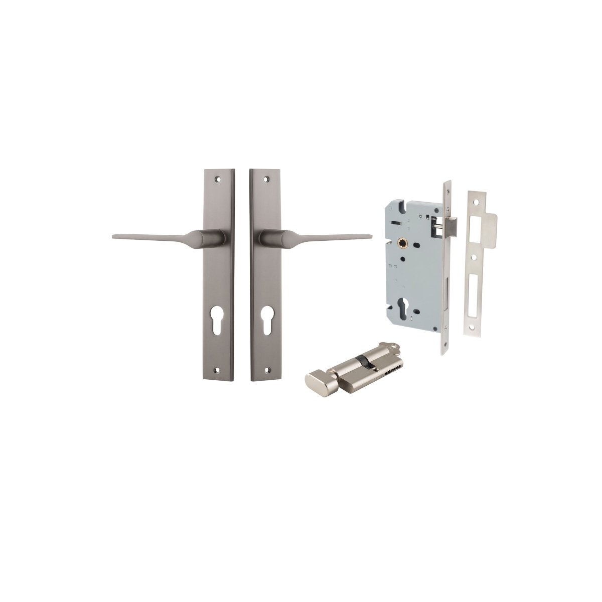 Como Lever - Rectangular Backplate - Entry Point - Iver - Satin Nickel - Door Levers