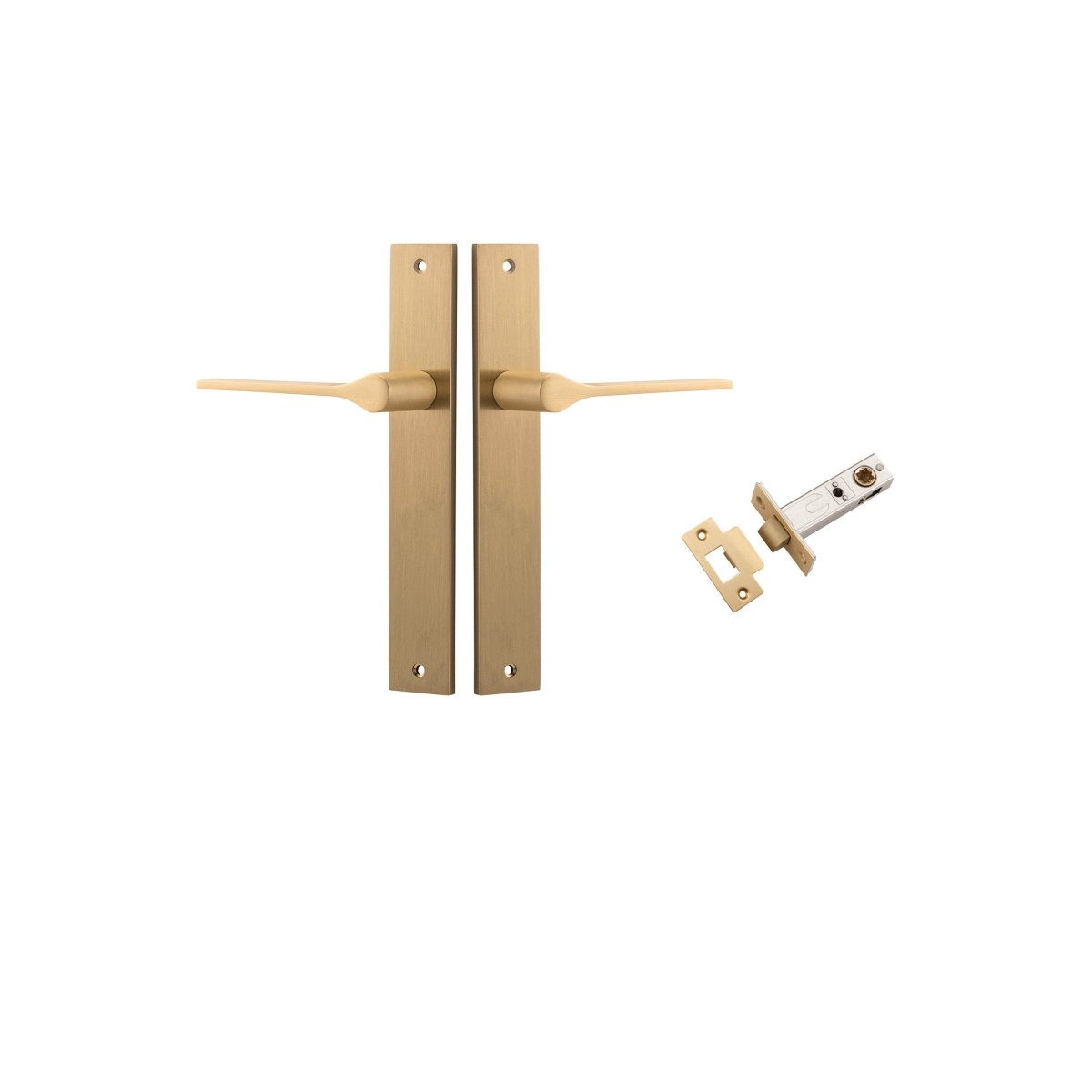 Como Lever - Rectangular Backplate - Entry Point - Iver - Brushed Brass - Door Levers