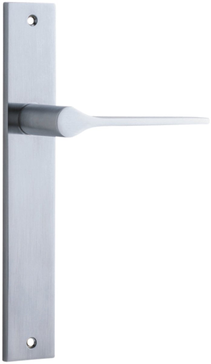 Como Lever - Rectangular Backplate - Entry Point - Iver - Brushed Chrome - Door Levers