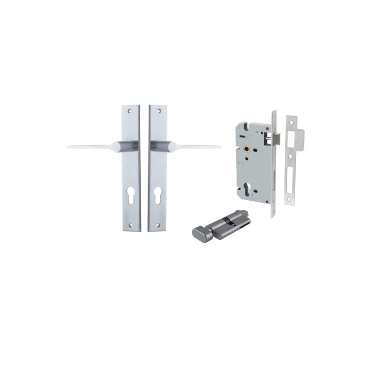 Como Lever - Rectangular Backplate - Entry Point - Iver - Brushed Chrome - Door Levers