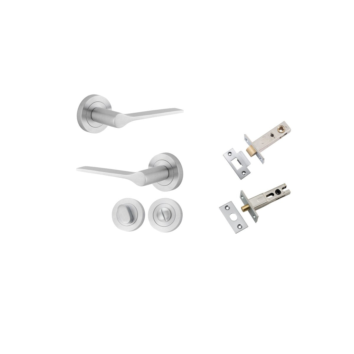 Como Lever - Round Rose - Entry Point - Iver - Brushed Chrome - Door Levers