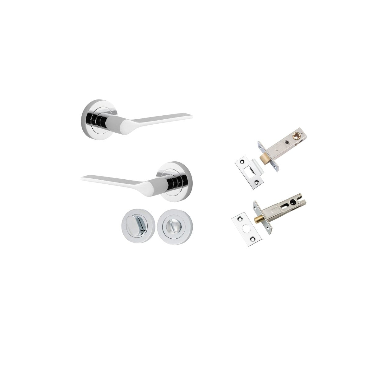 Como Lever - Round Rose - Entry Point - Iver - Polished Chrome - Door Levers