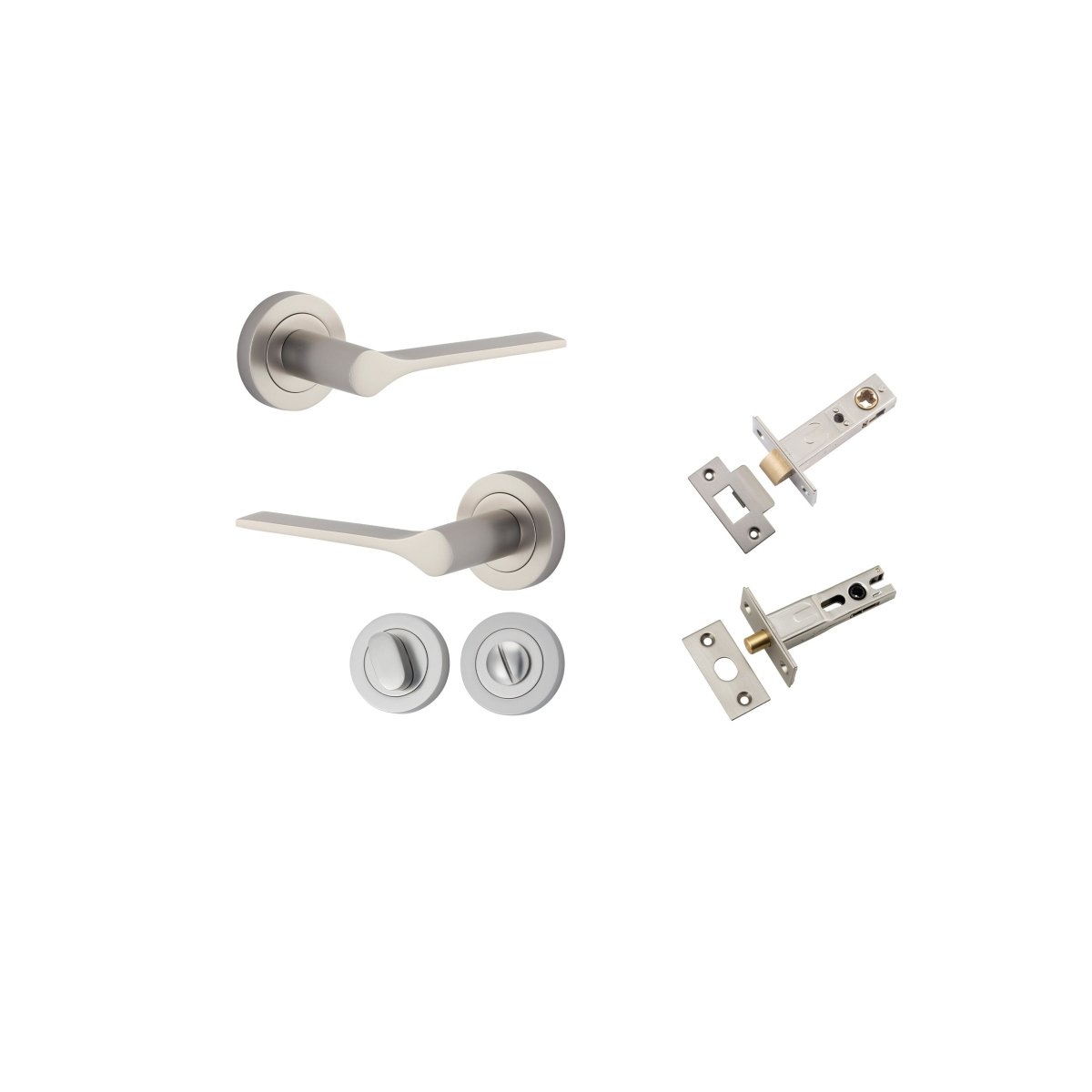 Como Lever - Round Rose - Entry Point - Iver - Satin Nickel - Door Levers