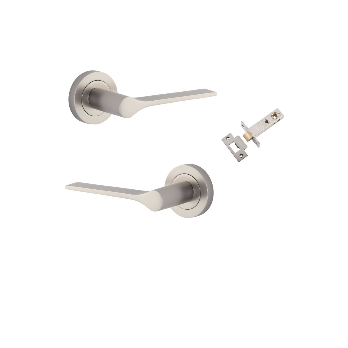 Como Lever - Round Rose - Entry Point - Iver - Satin Nickel - Door Levers